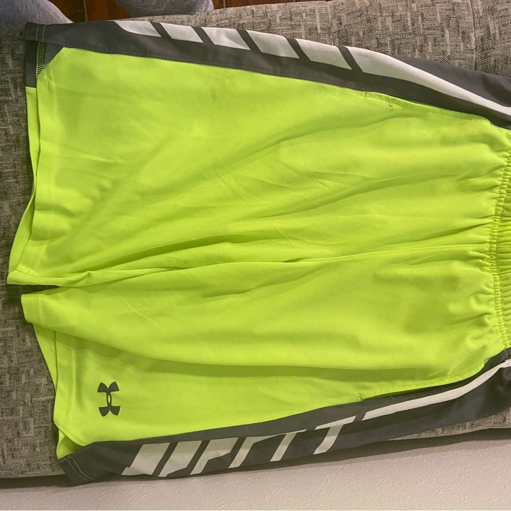 Under Armour Men's Bright Lime and Charcoal Athletic Shorts